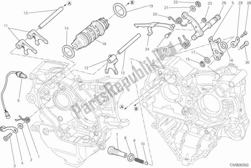 All parts for the Gearchange Control of the Ducati Diavel Brasil 1200 2013